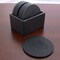 Dacasso Black Leatherette 10 Round Coaster Set with Holder AG-1335 - alternate 2